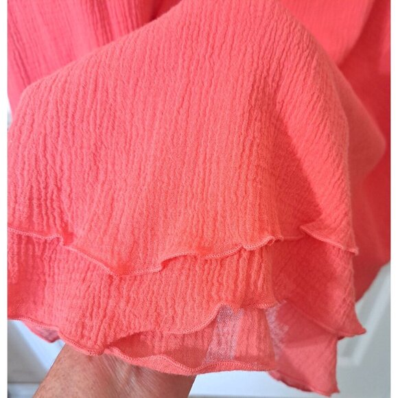 Soft Surroundings XL Peach Gauzy Ruffle Hem Layered Tank Dress Beach - Picture 5 of 7